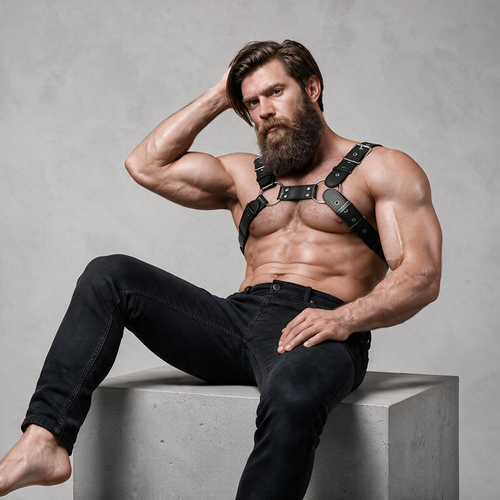 FETISH SUBMISSIVE ATTITUDE - ARNÉS BULLDOG AJUSTABLE ECOPIEL PECHO HOMBRE