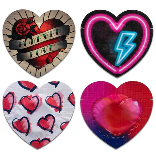 PASANTE - PRESERVATIVO ROJO FORMA CORAZON BOLSA 144 UNIDADES