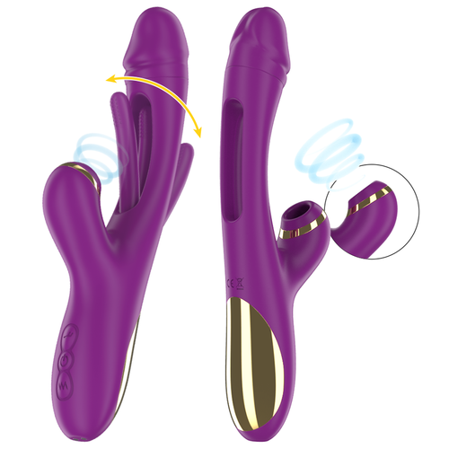INTENSE - ATENEO VIBRADOR MULTIFUNCIÓN RECARGABLE 7 VIBRACIONES CON LENGUA OSCILANTE Y SUCCIONADOR MORADO