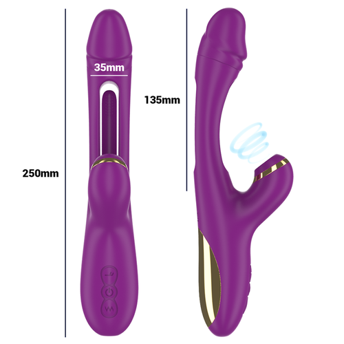 INTENSE - ATENEO VIBRADOR MULTIFUNCIÓN RECARGABLE 7 VIBRACIONES CON LENGUA OSCILANTE Y SUCCIONADOR MORADO