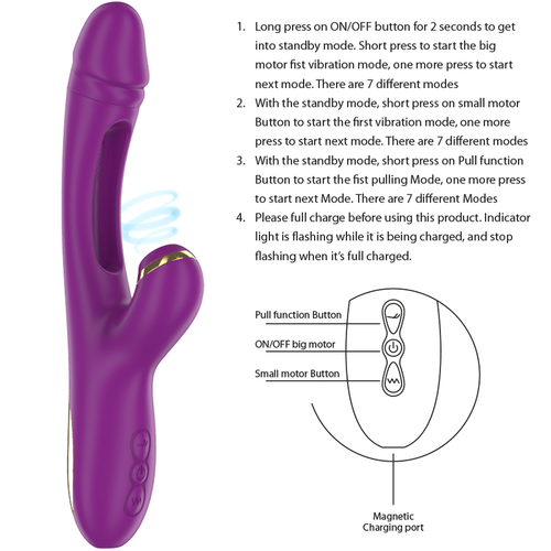 INTENSE - ATENEO VIBRADOR MULTIFUNCIÓN RECARGABLE 7 VIBRACIONES CON LENGUA OSCILANTE Y SUCCIONADOR MORADO
