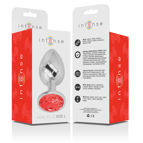 INTENSE - PLUG ANAL METAL CON CRISTAL ROJO TALLA L