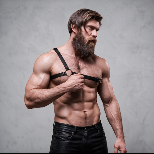 FETISH SUBMISSIVE ACTITUDE - ARNÉS ECOPIEL HOMBRO CRUZADO HOMBRE
