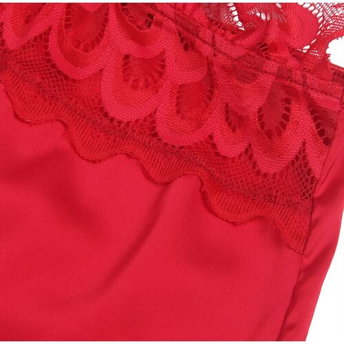 BRUMA SECRET - IRENE BABYDOLL SATINADO CON ENCAJE ROJO XS/S