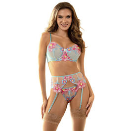 SUBBLIME - 957643 CONJUNTO SUJETADOR Y LIGUERO CON BORDADOS DE FLORES ROSAS S/M