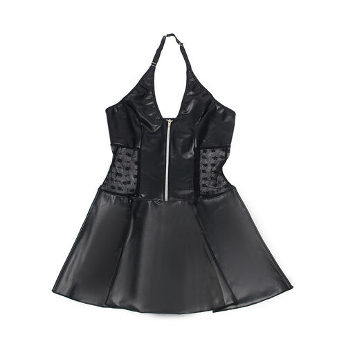 SUBBLIME - 957704 VESTIDO DE CUERO CON CREMALLERA Y ENCAJE NEGRO S/M