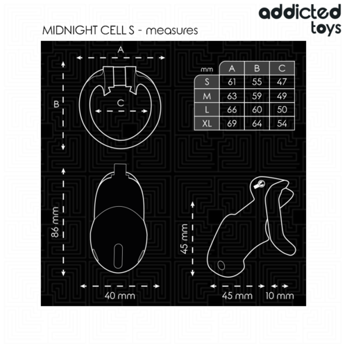 ADDICTED TOYS LOCKED - MINDNIGHT CELL JAULA PARA PENE TALLA S 4.8 CM