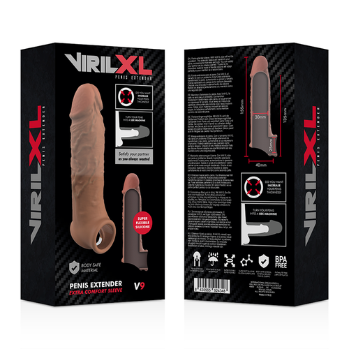 VIRILXL EXTENSION DE PENE SILICONE V9 MARRÓN