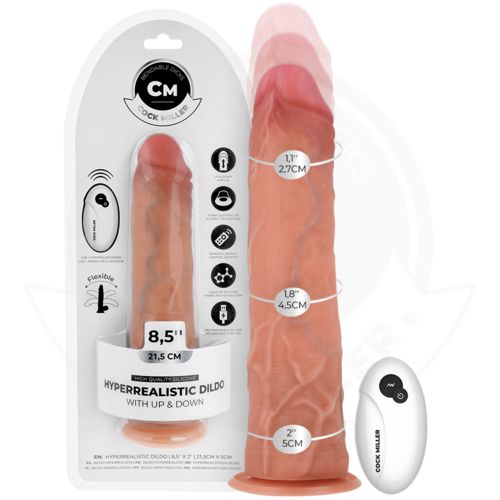 COCK MILLER - DILDO HIPERREALÍSTICO CON VENTOSA Y THRUSTING CON CONTROL REMOTO 21,5 CM