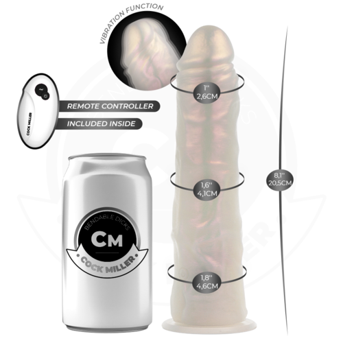 COCK MILLER - DILDO SILICONA 20,5 CM CM , LUCES Y VIBRACIÓN CON CONTROL REMOTO