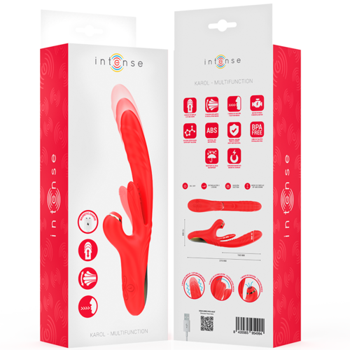 INTENSE - KAROL VIBRADOR MULTIFUNCIÓN EMPUJE & ESTIMULACIÓN & ONDAS ESTIMULADORAS ROJO