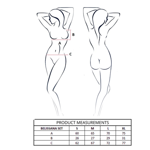 PASSION - BELISSANA SET SUJETADOR + TANGA NEGRO S/M