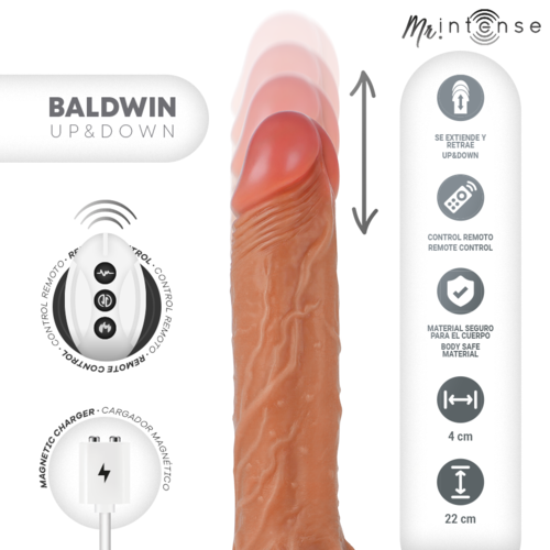 MR INTENSE - BALDWIN REALISTICO MULTIFUNCIÓN CON VIBRACIÓN UP AND DOWN CONTROL REMOTO 22 CM -O- 4 CM