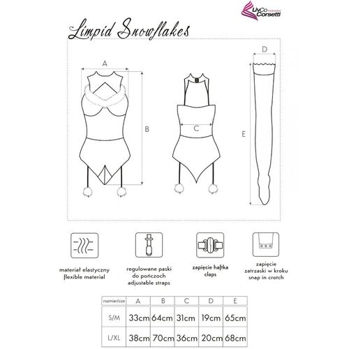 LIVCO CORSETTI FASHION - LIMPID SNOWFLAKES LC 90604 BODY + MEDIAS + DIADEMA NAVIDEÑA S/M