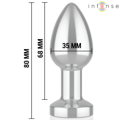 INTENSE - PLUG ANAL DE METAL VIBRADOR CON LUCES LED Y CONTROL REMOTO - TALLA S