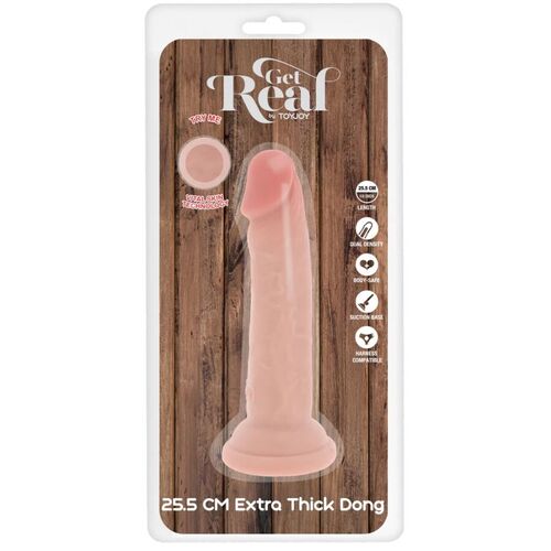 GET REAL - DILDO DELUXE DONG GRUESO DE DOBLE DENSIDAD TPE 25.5 CM