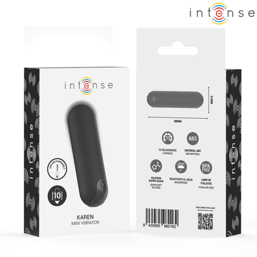 INTENSE - KAREN MINI BALA VIBRADORA 10 MODOS RECARGABLE NEGRO