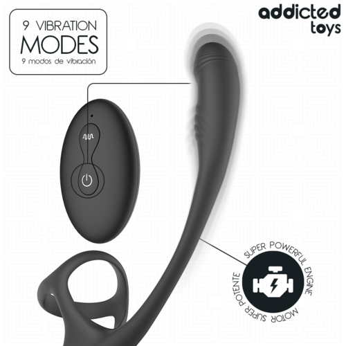 ADDICTED TOYS - PLUG ANAL VIBRACIÓN Y WAVING 360º Y ESTIMULADOR TESTÍCULOS