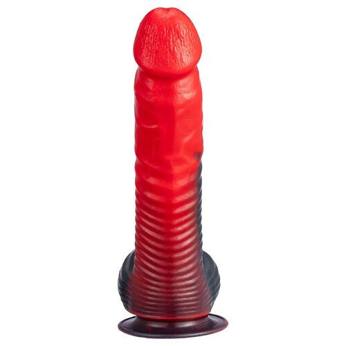 SILEXD - DEVIL DILDO FANTASY SILICONA LIQUIDA TERMOREACTIVO ROJO NEGRO 20.3 CM