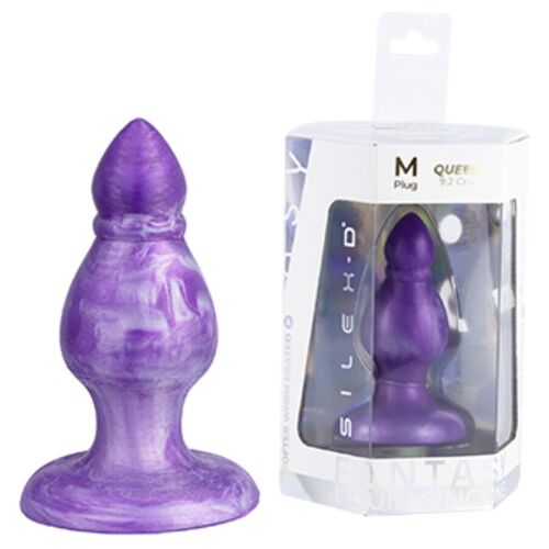 SILEXD - QUEEN PLUG ANAL FANTASY SILICONA LIQUIDA TERMOREACTIVO LILA 9.2 CM