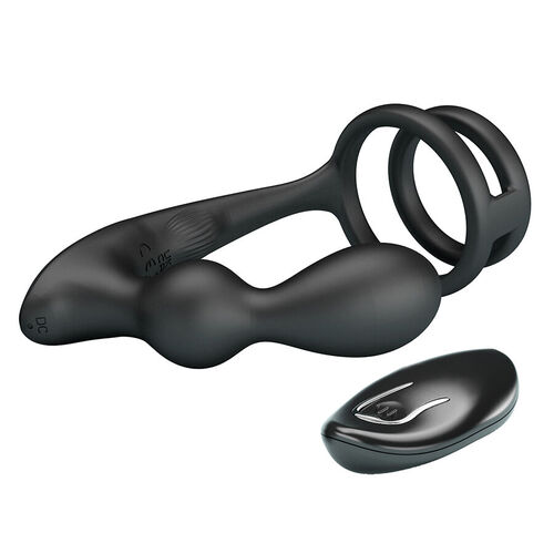 MR PLAY - ANILLO PARA PENE CON PLUG ANAL CON VIBRACIÓN CONTROL REMOTO