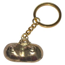 DIABLO PICANTE - LLAVERO METAL TETAS DORADO