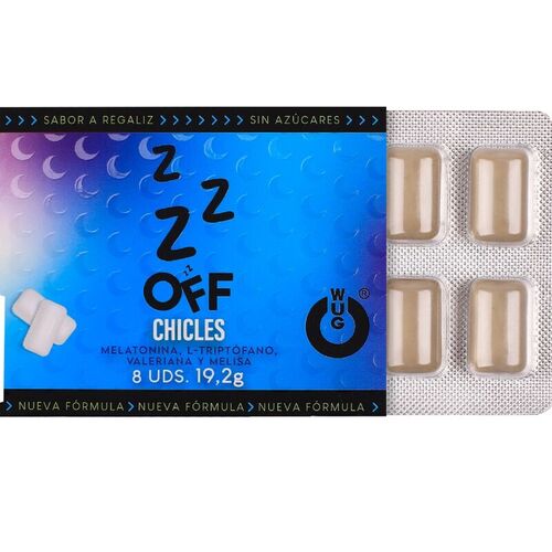 WUG off - El chicle funcional con melatonina y valeriana sabor regaliz BLISTER 8 UDS