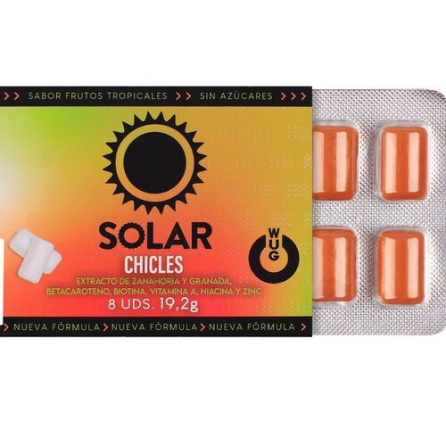 WUG solar - El chicle funcional con vitaminas y zinc sabor frutos tropicales BLISTER 8 UDS