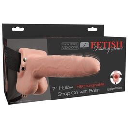 FETISH FANTASY SERIES - STRAP ON HUECO REALISTA VIBRADOR CON TESTÍCULOS 17,8 CM