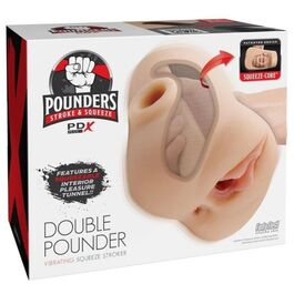 PDX PLUS - MASTURBADOR DOBLE VIBRADOR DOUBLE POUNDER SQUEEZE LIGHT 20.5 CM