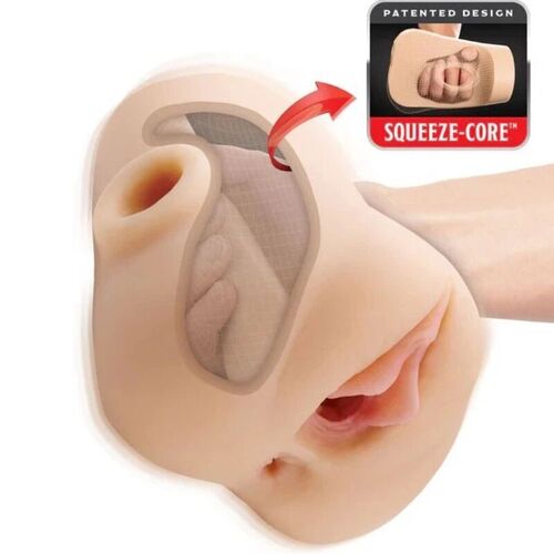 PDX PLUS - MASTURBADOR DOBLE VIBRADOR DOUBLE POUNDER SQUEEZE LIGHT 20.5 CM