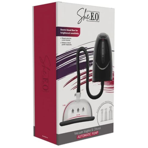 SHE.E.O - BOMBA AUTOMÁTICA DE VACÍO PARA VAGINA Y CLÍTORIS NEGRA