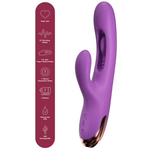 SHE.E.O - VIBRADOR RABBIT PUNTO G CON MOVIMIENTO DIGITAL MORADO