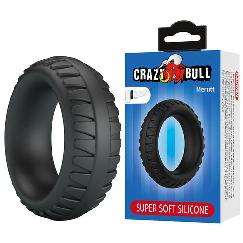 CRAZY BULL - MERRITT ANILLO PARA PENE TEXTURIZADO SILICONA NEGRO