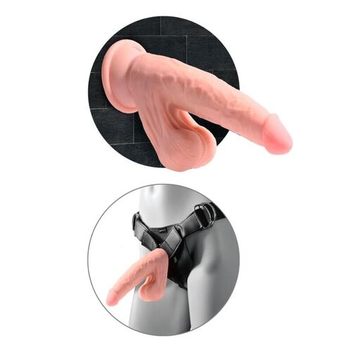 KING COCK PLUS - DILDO REALISTA TRIPLE DENSIDAD CON TESTÍCULOS OSCILANTES 23 CM COLOR NATURAL