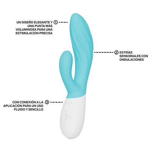 LELO - INA TWIST VIBRADOR RABBIT PUNTO G Y CLÍTORIS TURQUESA