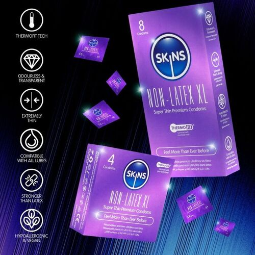 SKINS - PRESERVATIVOS SIN LATEX XL PACK 4