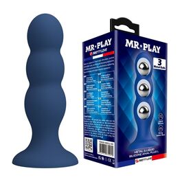 MR PLAY - PLUG ANAL CON 3 BOLAS METÁLICAS Y VENTOSA AZUL