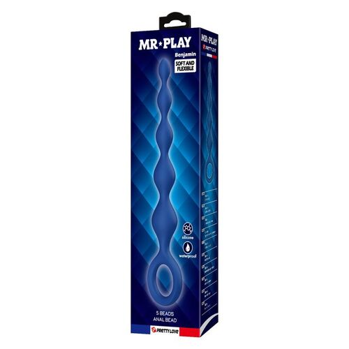 MR PLAY - BOLAS ANALES Y PLUG ANAL SILICONA AZUL 20,4 CM