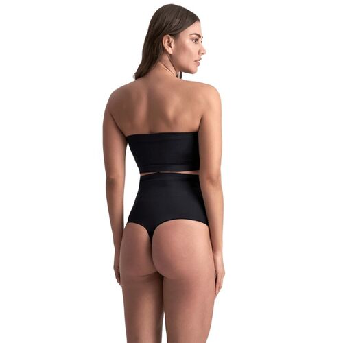 BYE-BRA - TANGA DE TALLE ALTO SIN COSTURAS NEGRO TALLA S
