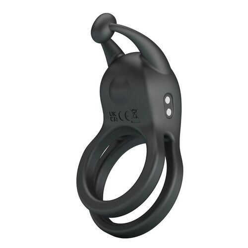 PRETTY LOVE - GOODWIN ANILLO VIBRADOR DOBLE PARA PENE RECARGABLE NEGRO