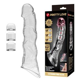 PRETTY LOVE - FUNDA EXTENSORA PARA PENE AJUSTABLE 28 CM Ø 4,5 CM COLOR TRANSPARENTE