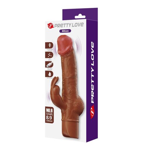 PRETTY LOVE - ELLISON VIBRADOR RABBIT REALÍSTICO 22,6 CM Ø 4,2 CM COLOR MARRÓN