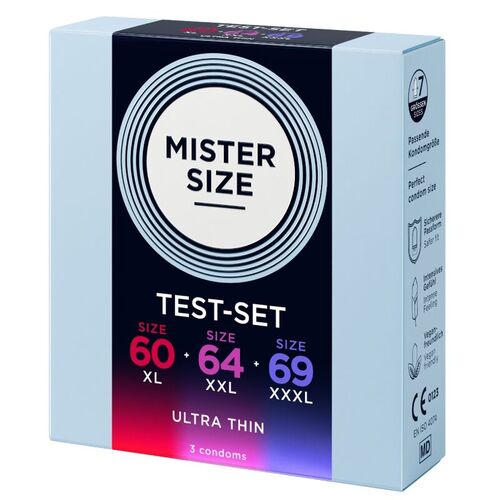 MISTER SIZE - PACK MUESTRA PRESERVATIVOS TALLA 60-64-69 MM (3 UNIDADES)