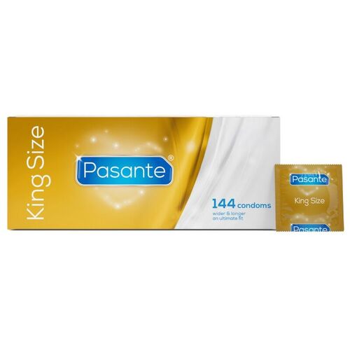 PASANTE PRESERVATIVOS KING MÁS LARGOS Y ANCHOS CAJA 144 UNIDADES