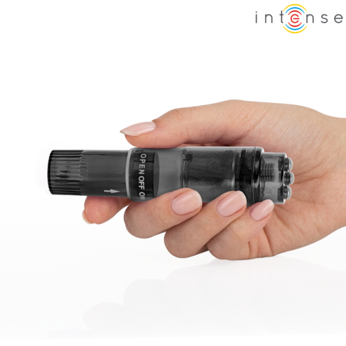 INTENSE - KURT MINI MASAJEADOR CON 4 CABEZALES INTERCAMBIABLES NEGRO