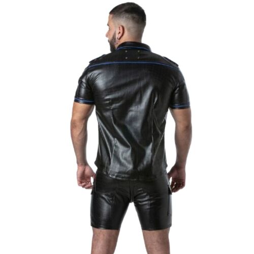 LOCKER GEAR - PUNCH HOLE LEATHERETTE CAMISA AZUL S