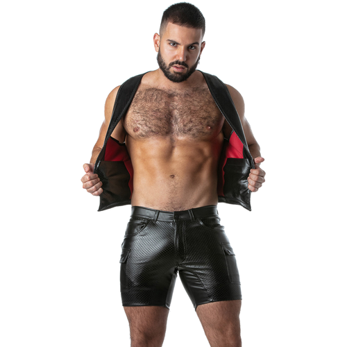 LOCKER GEAR - PUNCH HOLE LEATHERETTE CHALECO ROJO S