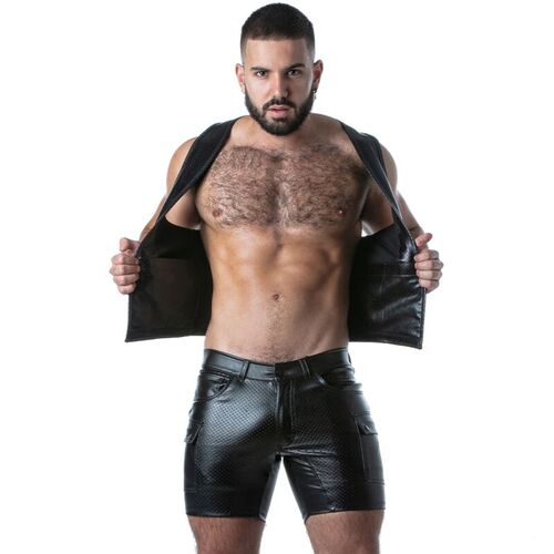 LOCKER GEAR - PUNCH HOLE LEATHERETTE CHALECO NEGRO S