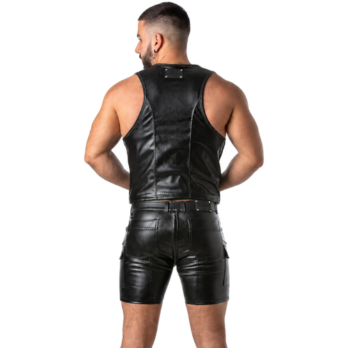 LOCKER GEAR - PUNCH HOLE LEATHERETTE CHALECO NEGRO S
